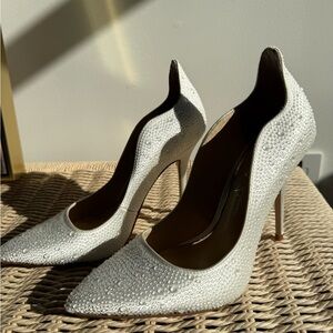 Jessica Simpson White Embellished Heels